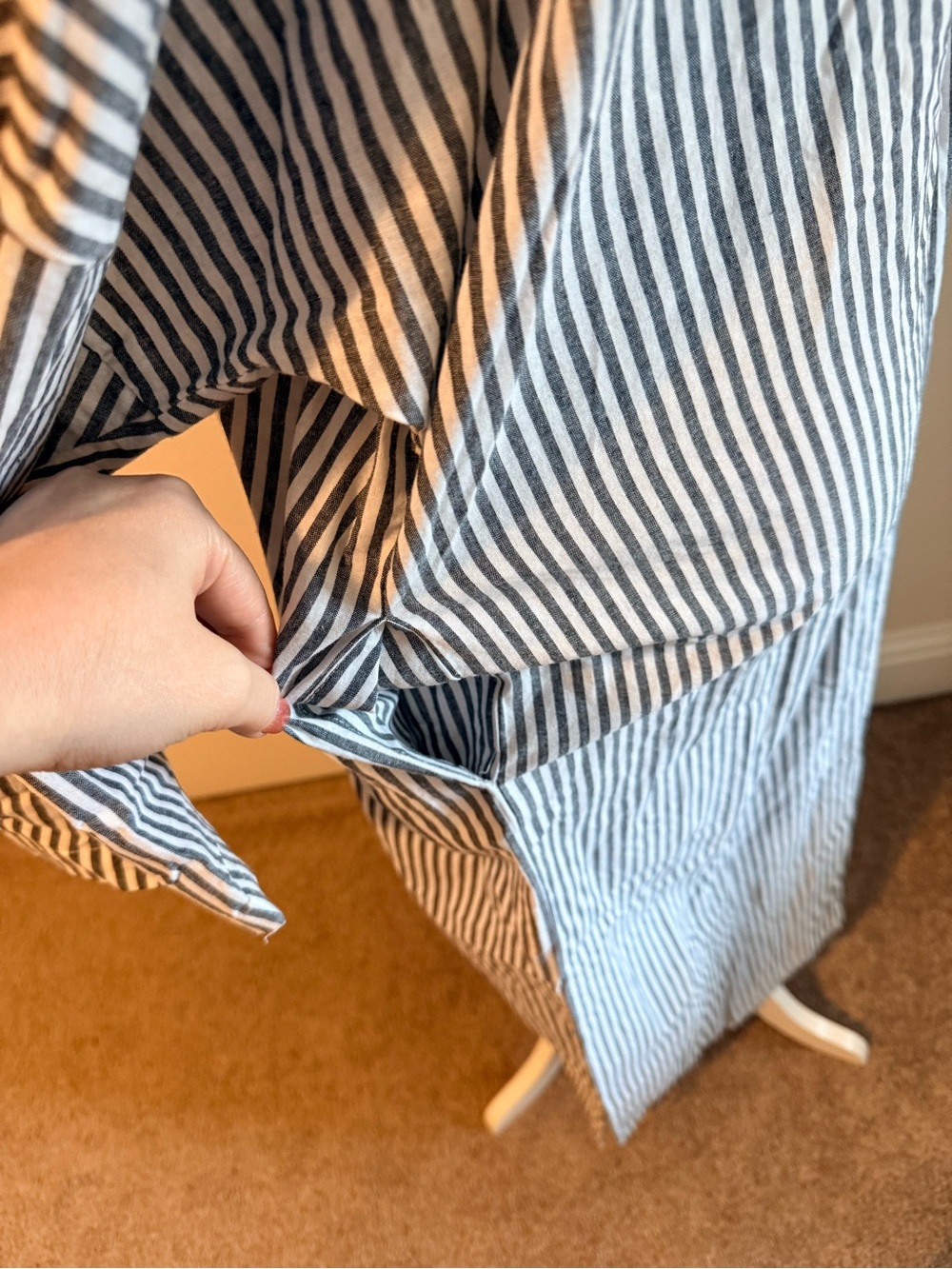 NWT Amazon XL White Gray Stripe Cotton Button Front Shirt Dress w/ Pockets - Picture 8 of 10